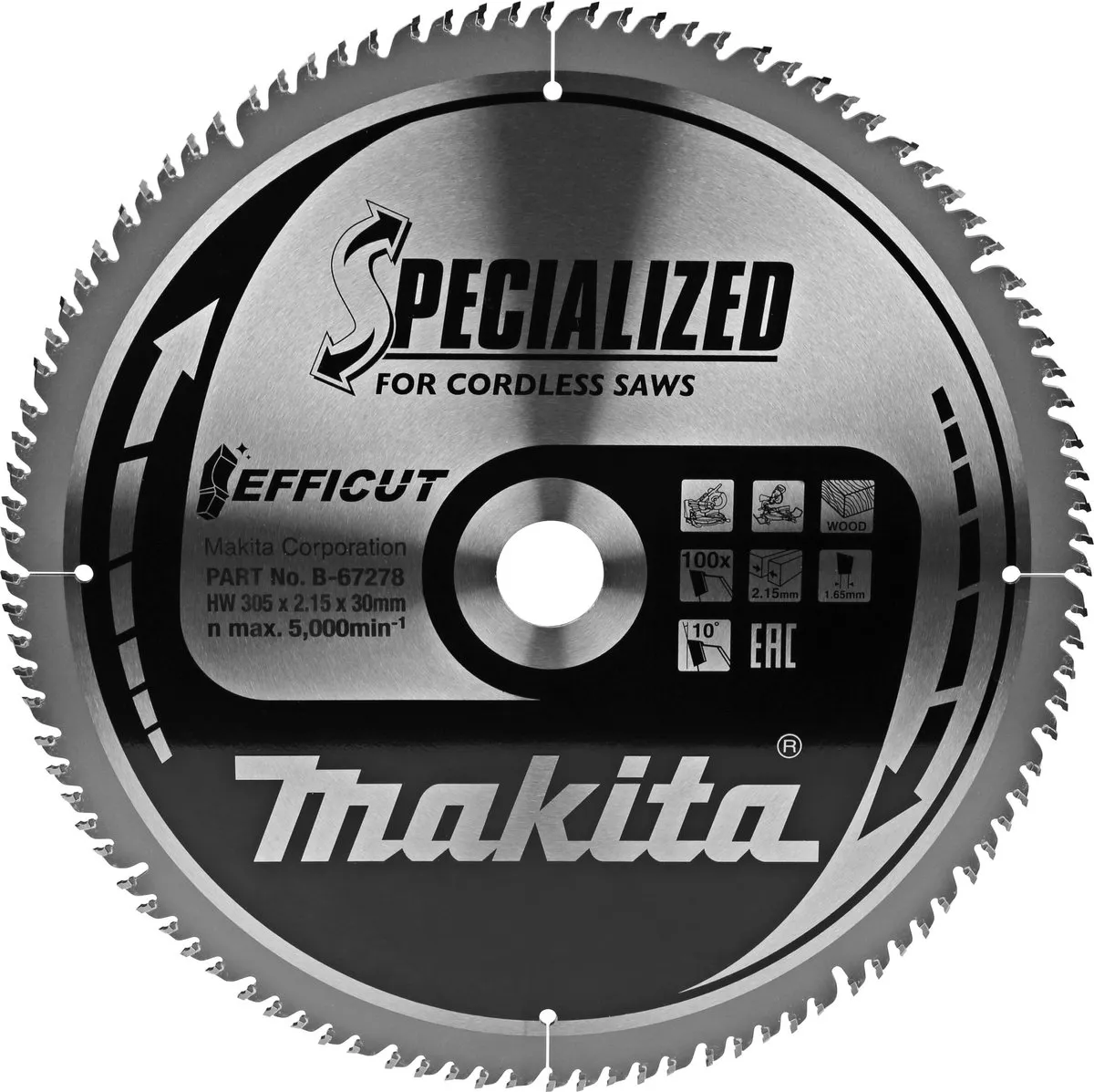Makita Efficut B-67278 Afkortzaagblad Hout 305mm - 100T