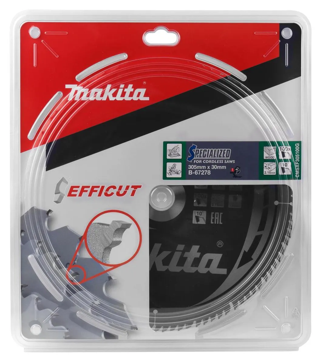 Makita Efficut B-67278 Afkortzaagblad Hout 305mm - 100T