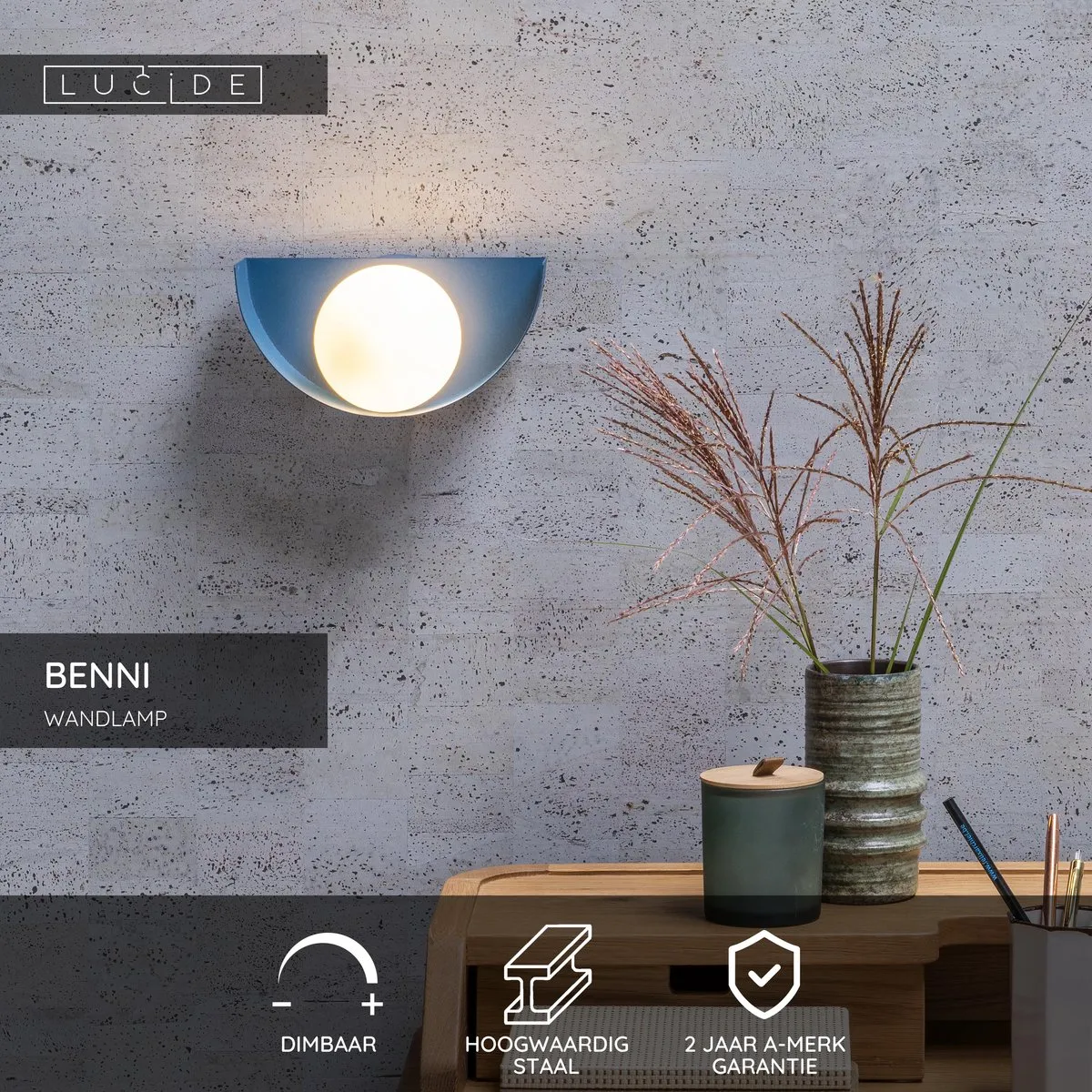 Lucide Benni Wandlamp G9 - Blauw