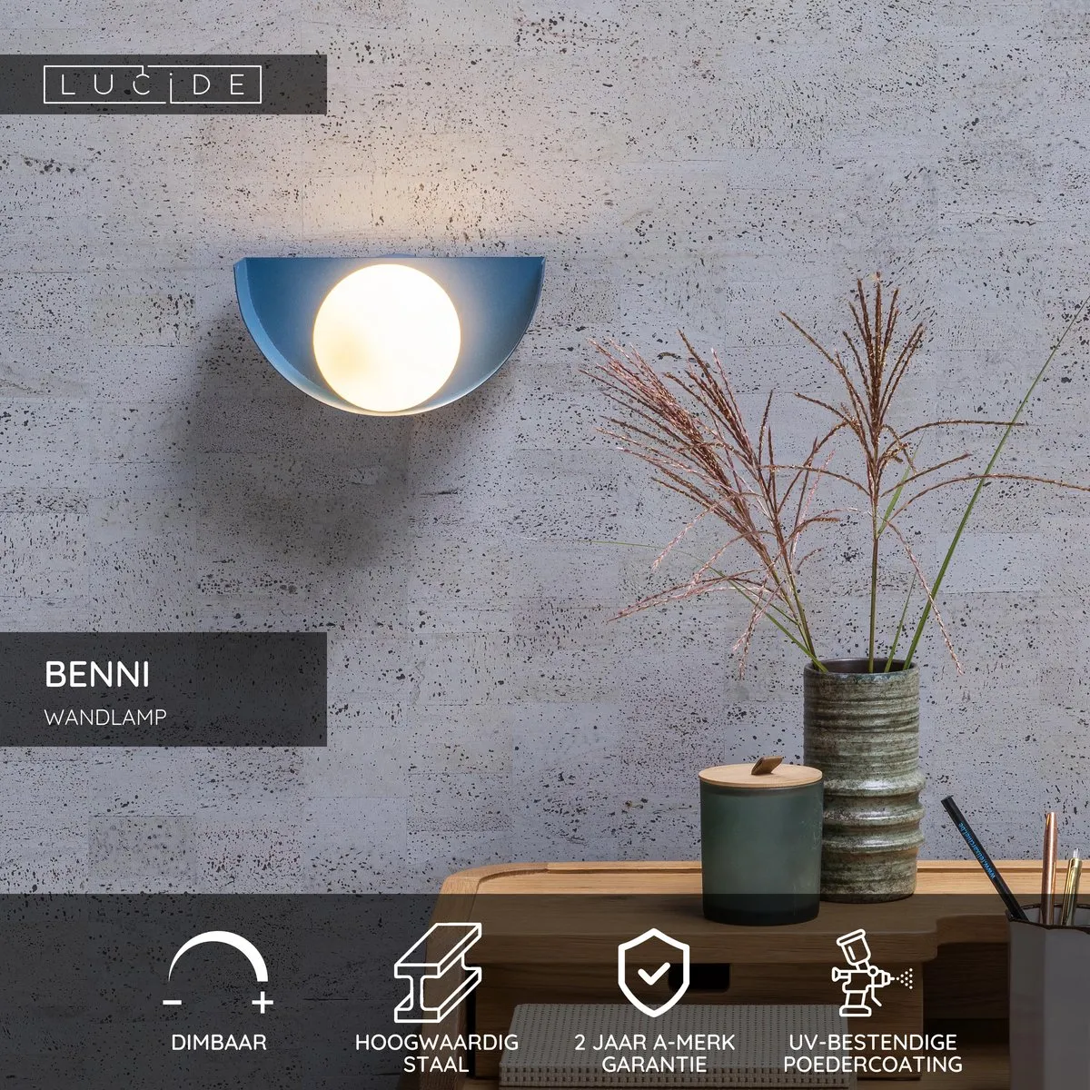 Lucide Benni Wandlamp G9 - Blauw