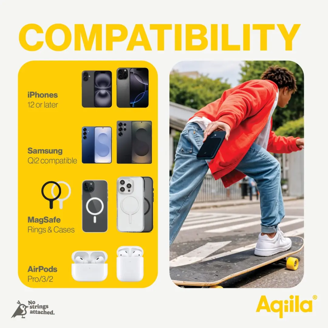 Aqiila Powerbird GBS Powerbank MagSafe Qi2 - 5000mAh - 20W - Zwart - afbeelding 6 van 6