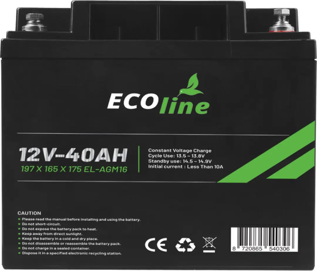 Ecoline AGM 12V 40Ah Deep Cycle Accu - 40000mAh