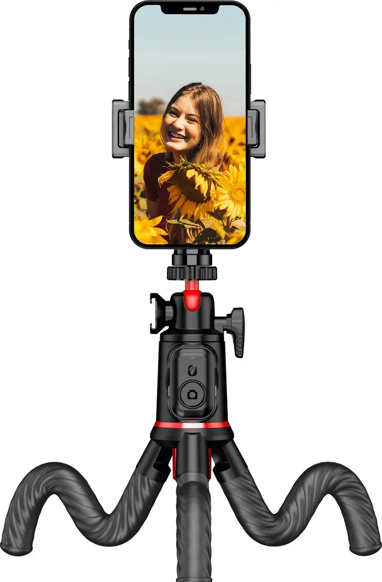 MOJOGEAR TS1 Telefoon Statief - Flexibel 1,5kg - Zwart/Rood