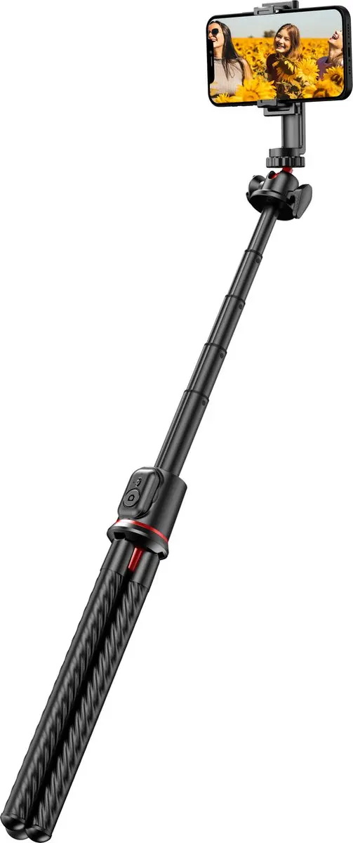MOJOGEAR TS1 Telefoon Statief - Flexibel 1,5kg - Zwart/Rood