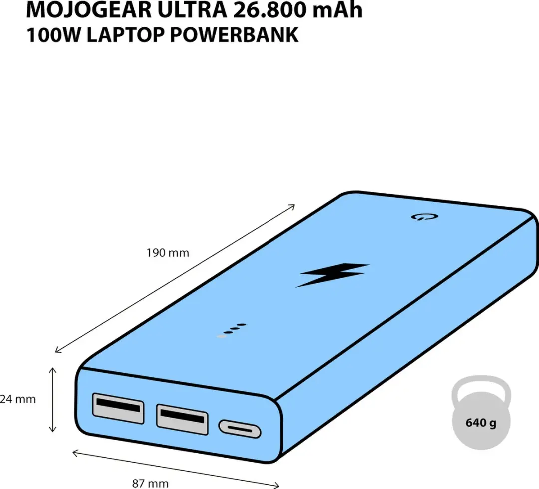 MOJOGEAR ULTRA MG-PB5 Powerbank 26.800mAh 100W - Zwart
