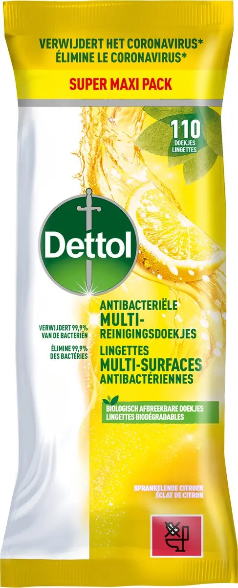 Dettol Reinigingsdoekjes Power & Fresh Citrus - 110 Stuks