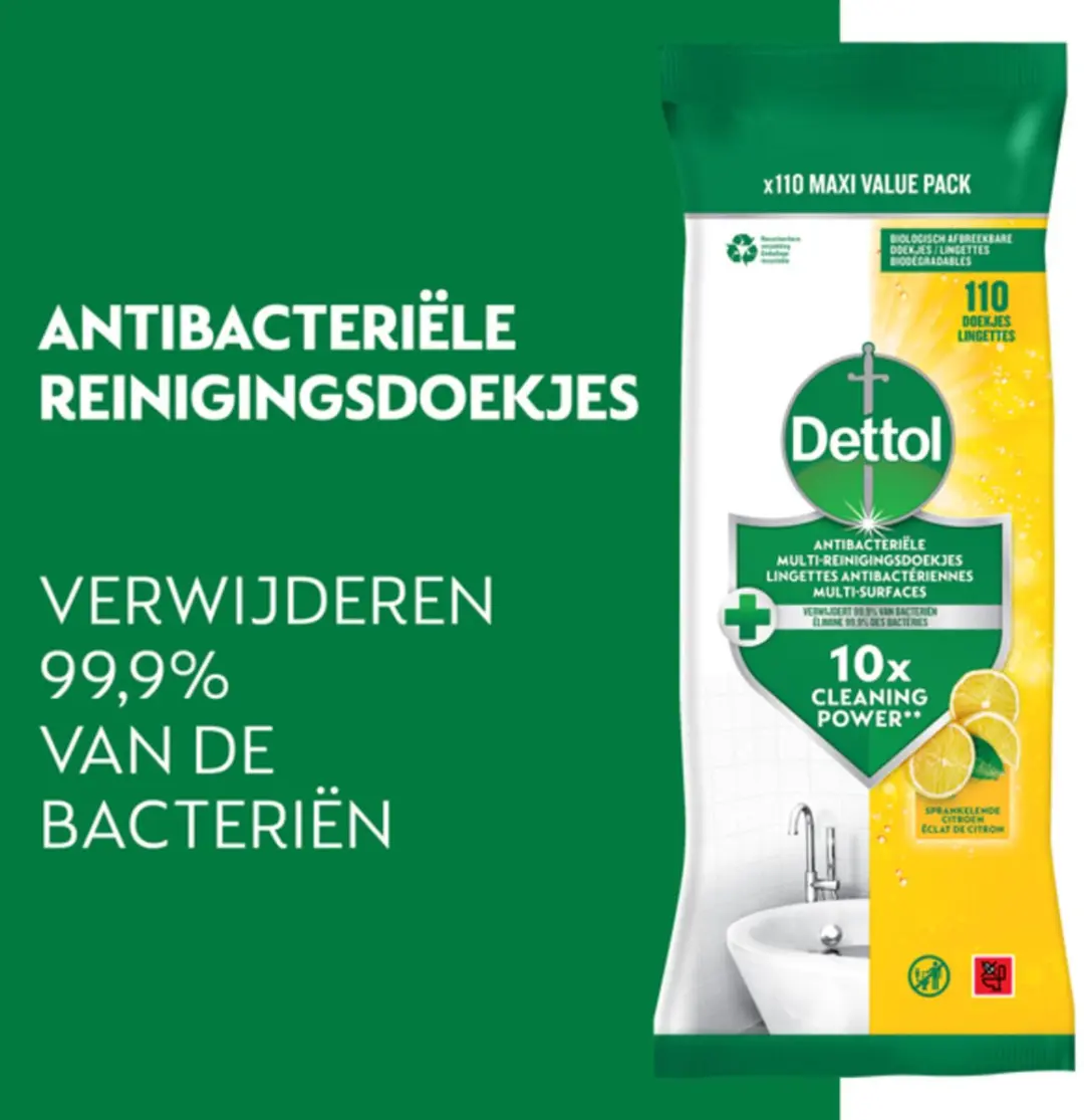 Dettol Reinigingsdoekjes Power & Fresh Citrus - 110 Stuks