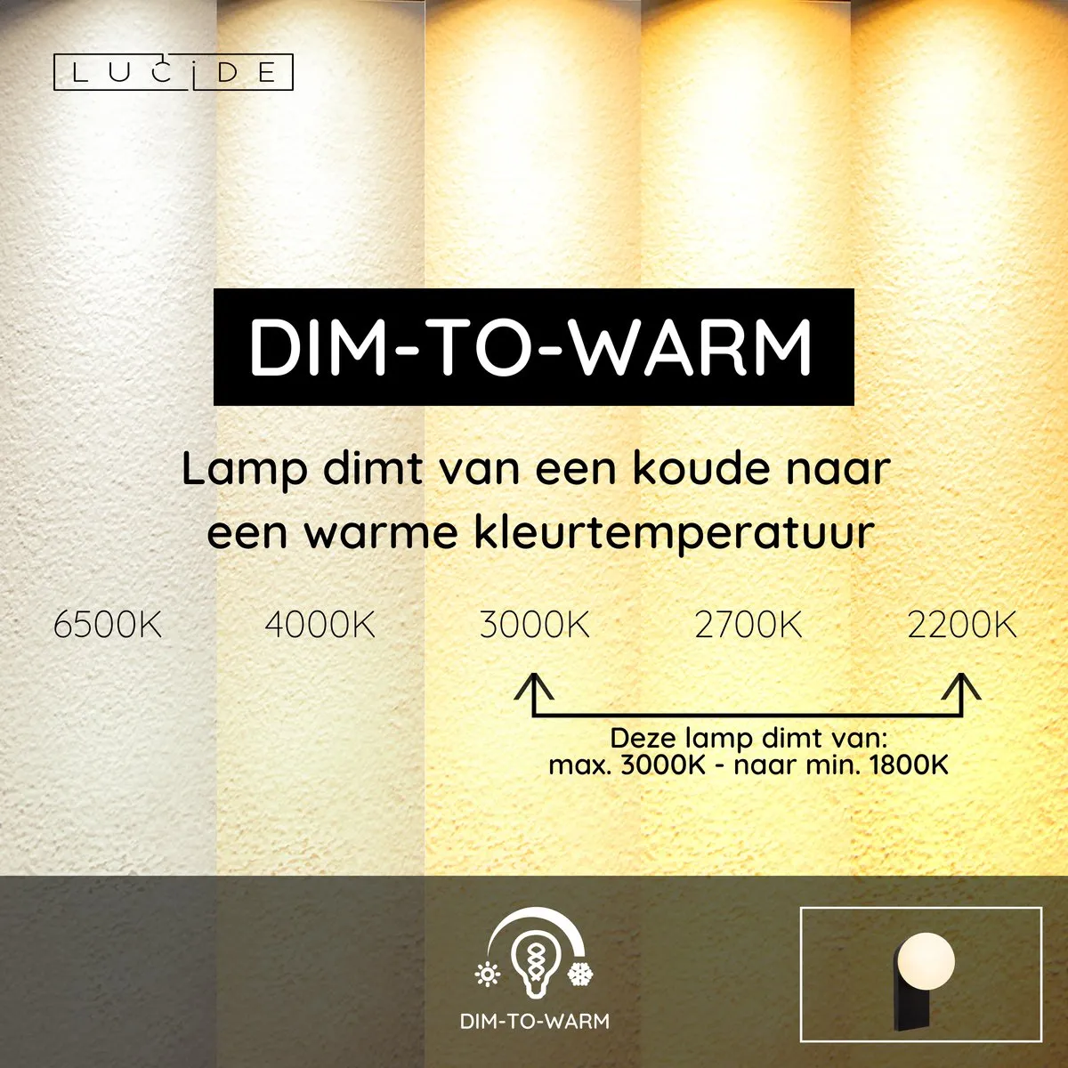 Lucide TASSA Wandlamp Badkamer 10W - IP44 - Zwart
