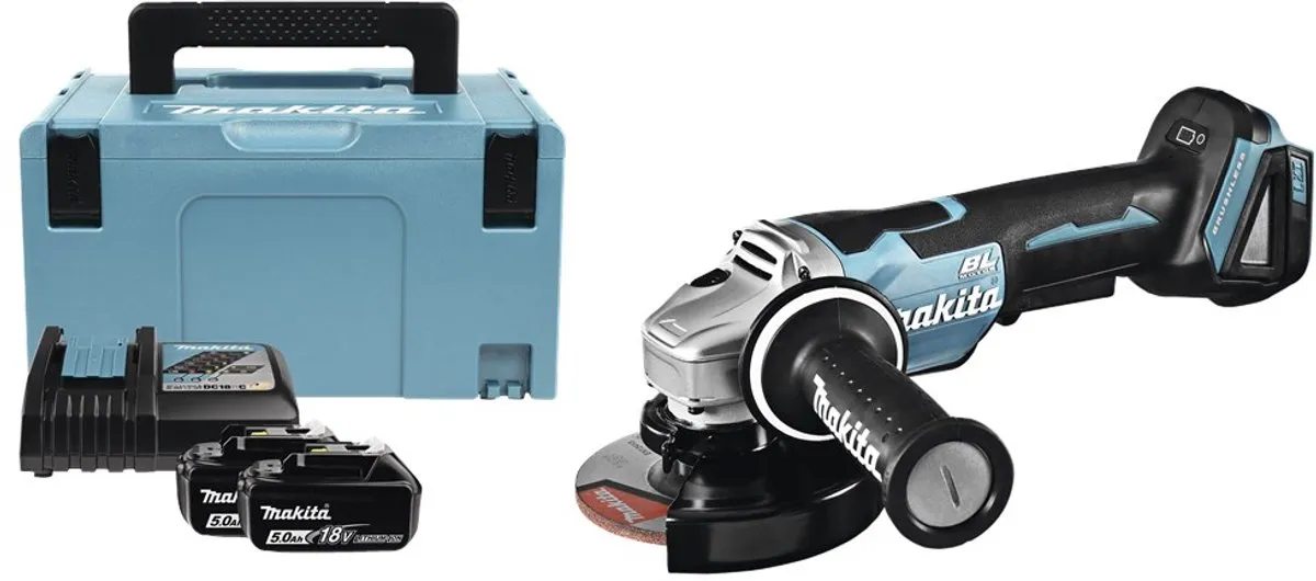Makita DGA508RTJ Haakse Slijper 125mm - 18V