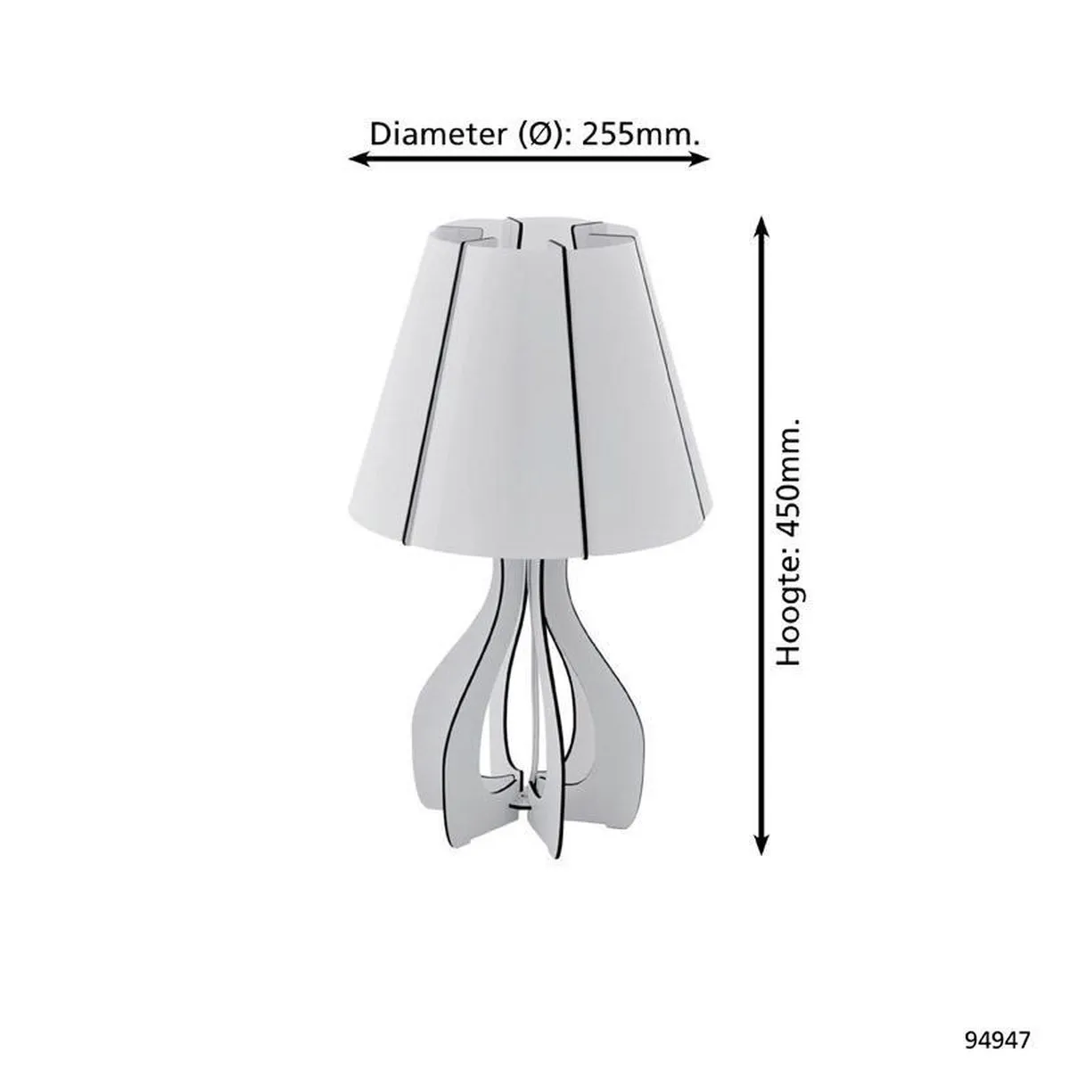 Eglo Cossano Tafellamp 1 Licht Ø255mm Wit - afbeelding 6 van 6