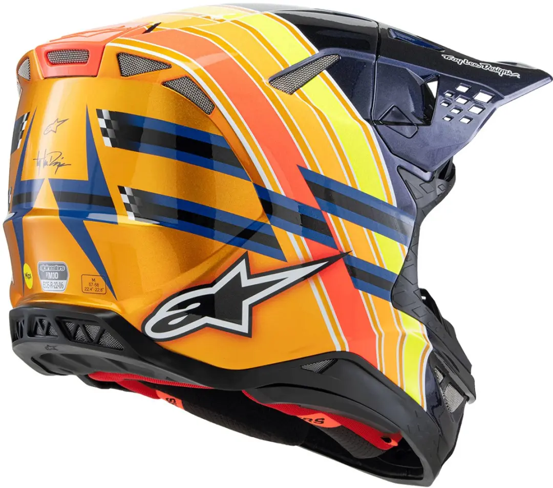 Alpinestars S-M10 TLD Edition 25 Offroad Helm - Maat M - Donkerblauw/Oranje/Geel/Fluo Rood