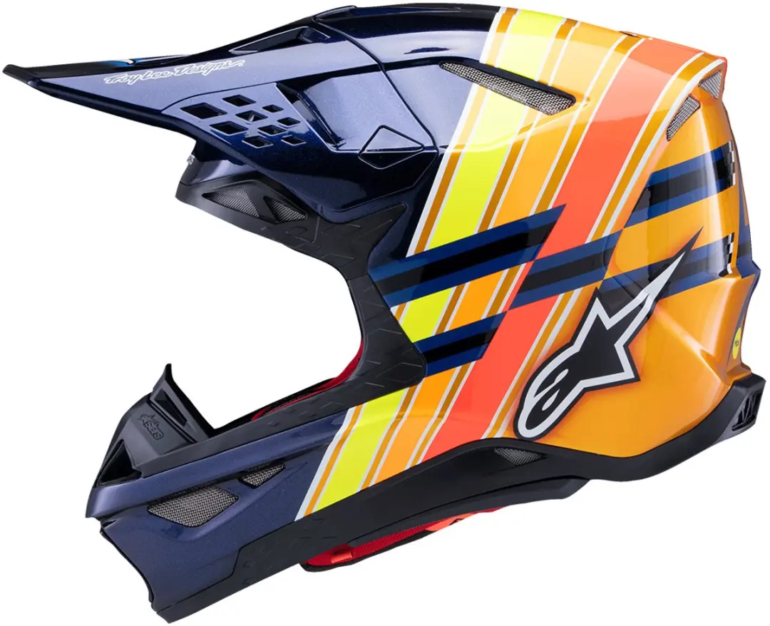 Alpinestars S-M10 TLD Edition 25 Offroad Helm - Maat M - Donkerblauw/Oranje/Geel/Fluo Rood