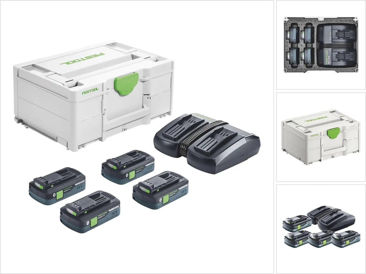 Festool SYS 18V 4x4,0/TCL 6 DUO Energie-set - 4x Accu 4,0Ah + Oplader