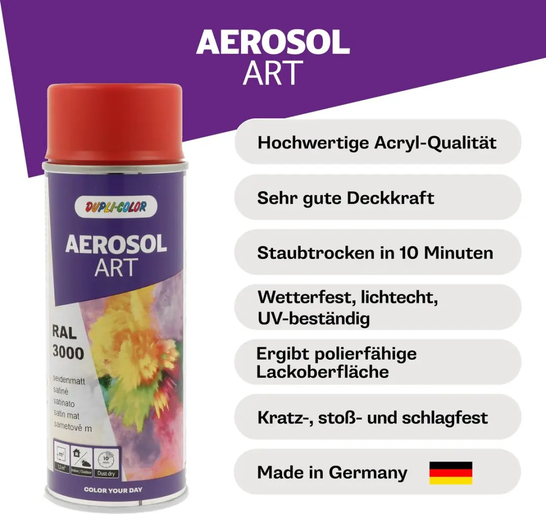 Motip Dupli-Color Aerosol-Art ZG RAL 3000 - 400ml - Meerkleurig