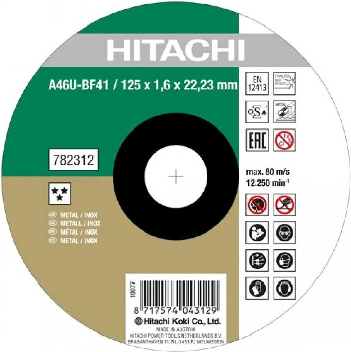 Hikoki 782315 Doorslijpschijf RVS 230x22,23x1,9mm