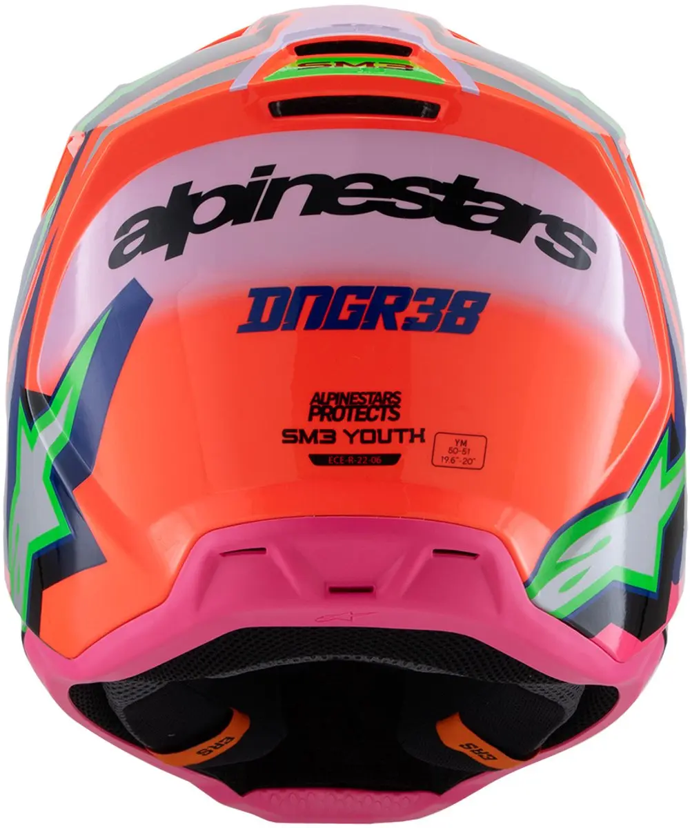 Alpinestars S-M3 Youth Deegan Offroad Helm - Oranje/Blauw/Groen/Paars/Roze