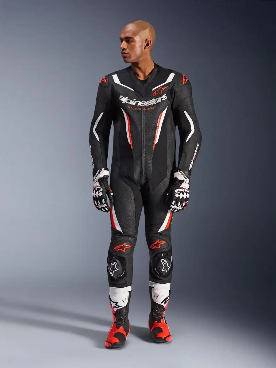 Alpinestars GP Force V2 Motorfietsleren Pak - Zwart/Wit/Rood 58