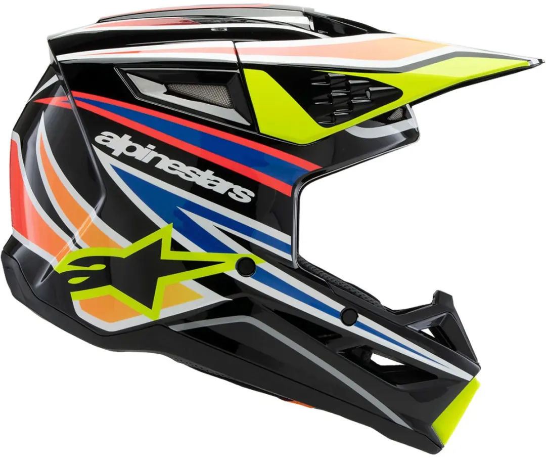 Alpinestars S-M3 Youth Wurx Offroad Helm - Zwart/Blauw/Fluo Geel/Rood