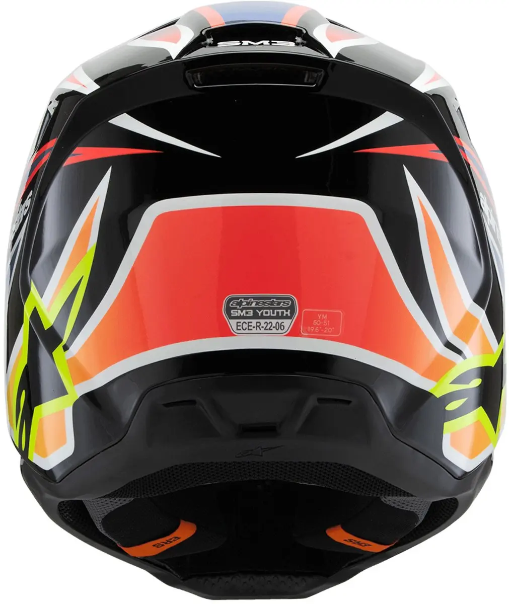 Alpinestars S-M3 Youth Wurx Offroad Helm - Zwart/Blauw/Fluo Geel/Rood