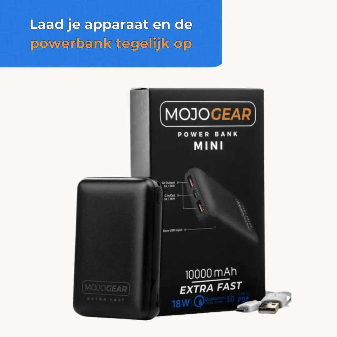 MOJOGEAR MG-07 Powerbank 10.000mAh - 3x USB - Zwart - afbeelding 6 van 6