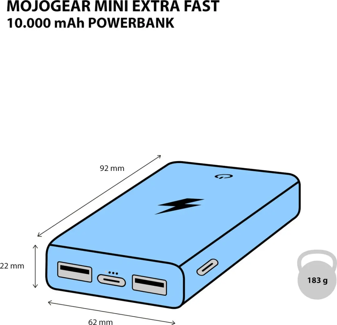 MOJOGEAR MG-07 Powerbank 10.000mAh - 3x USB - Zwart