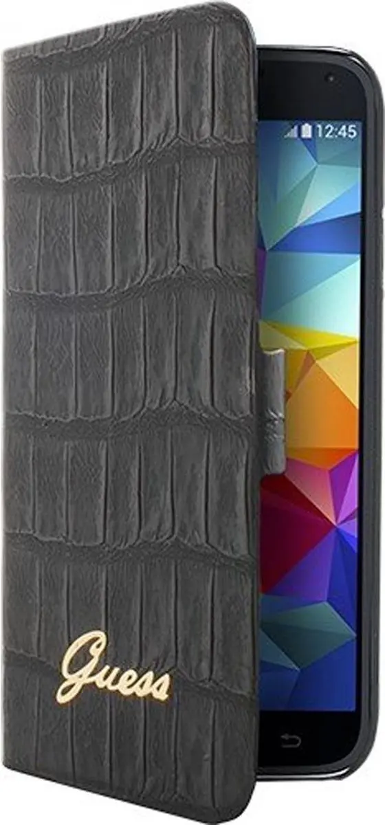 GUESS Crocodile Galaxy S5 Mini Folio Hoes - Zwart