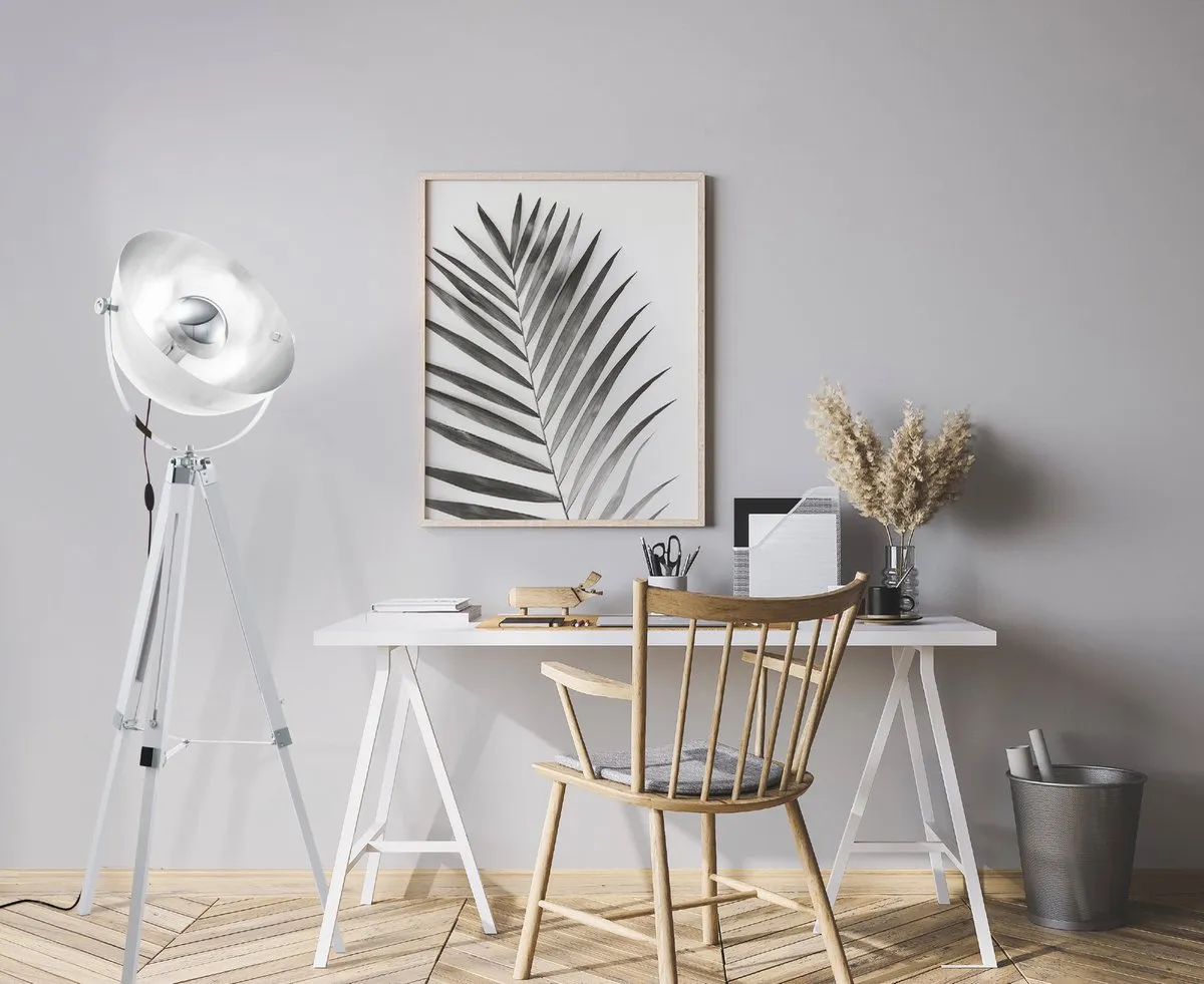 EGLO Covaleda Vloerlamp - E27 - 164 cm - Driepoot - Wit/Zilver