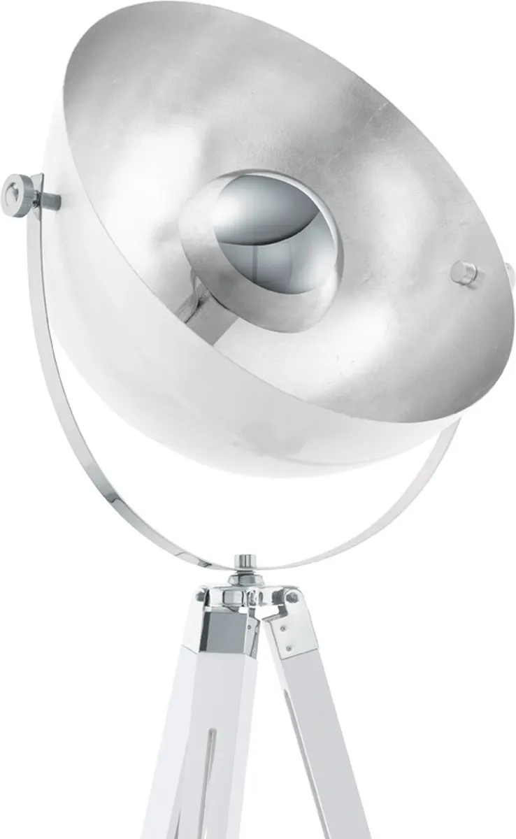 EGLO Covaleda Vloerlamp - E27 - 164 cm - Driepoot - Wit/Zilver
