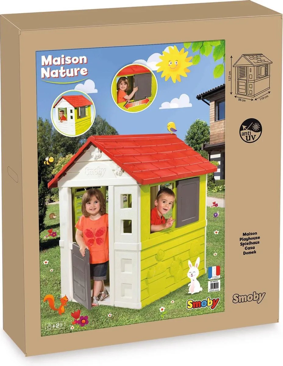 Smoby Nature Speelhuis 7600810712 - 98x110x127cm - Rood/ Groen