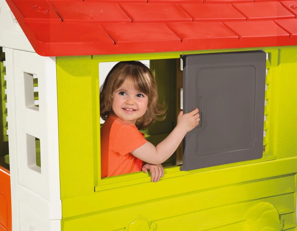 Smoby Nature Speelhuis 7600810712 - 98x110x127cm - Rood/ Groen