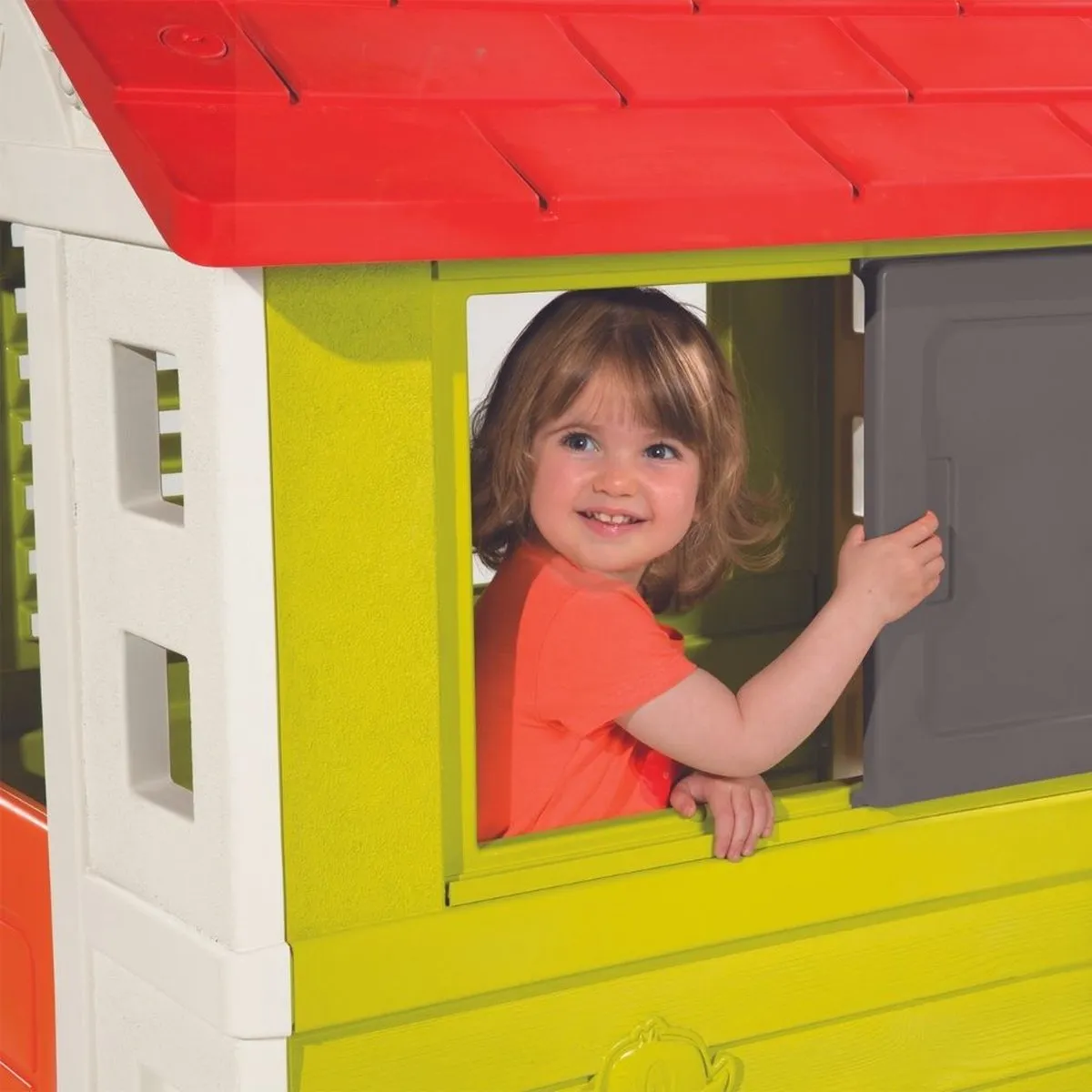 Smoby Nature Speelhuis 7600810712 - 98x110x127cm - Rood/ Groen - afbeelding 6 van 6