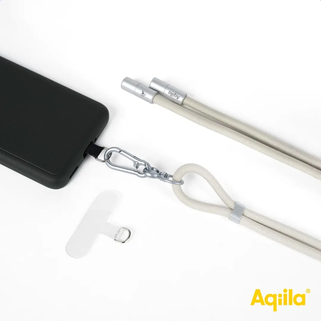 Aqiila 2-in-1 Lanyard USB-C naar USB-C 60W - Beige