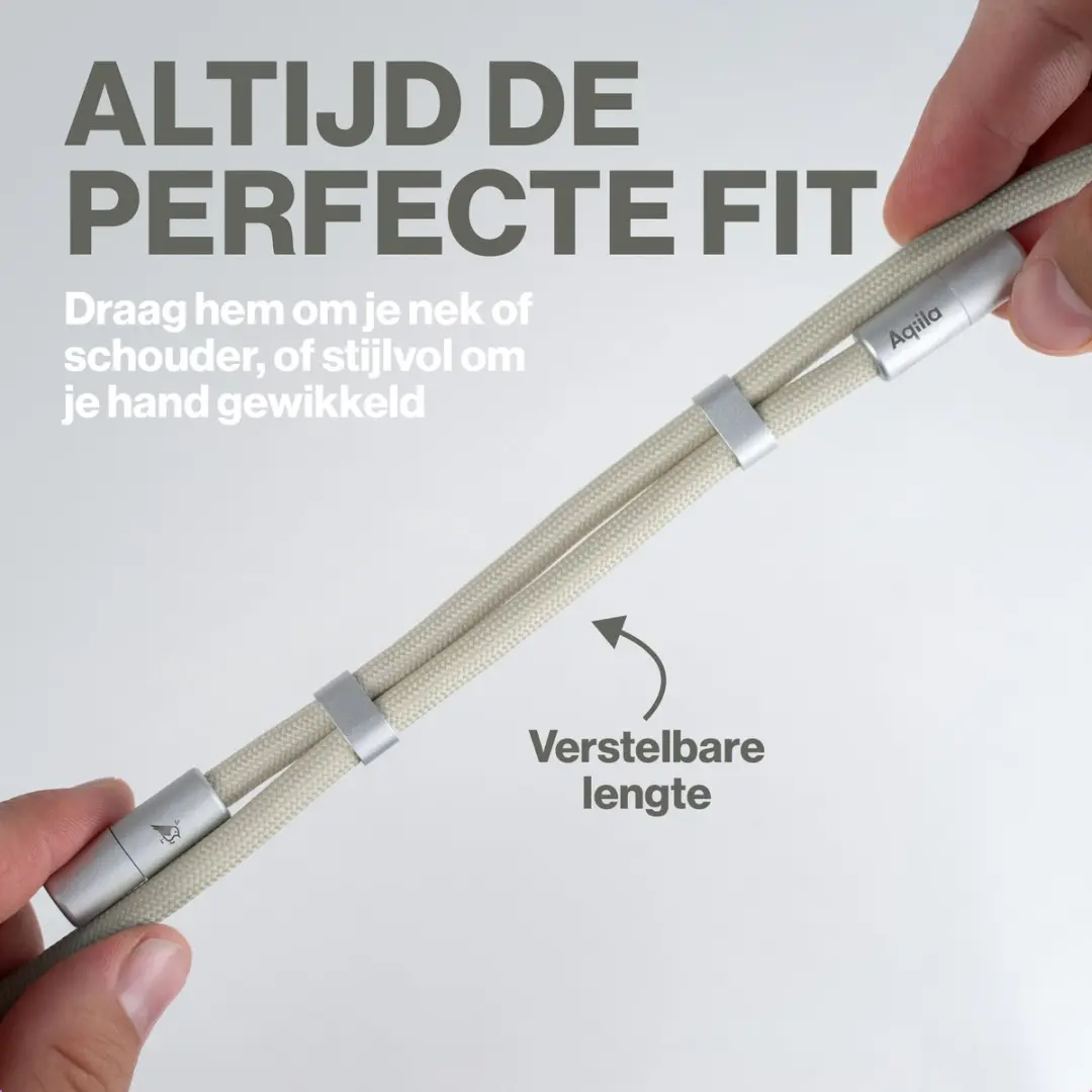 Aqiila 2-in-1 Lanyard USB-C naar USB-C 60W - Beige