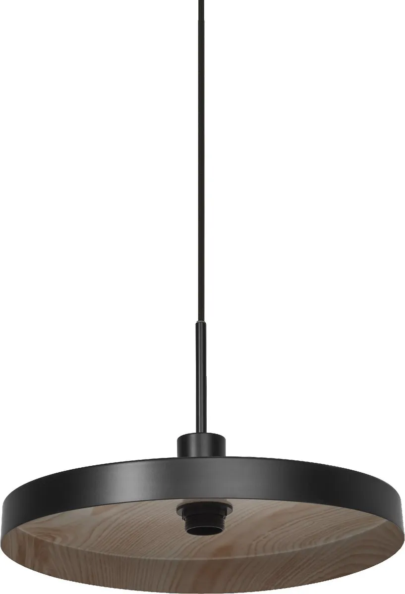LEDVANCE Decor Plate Pendant E27 Zwart houtdecor
