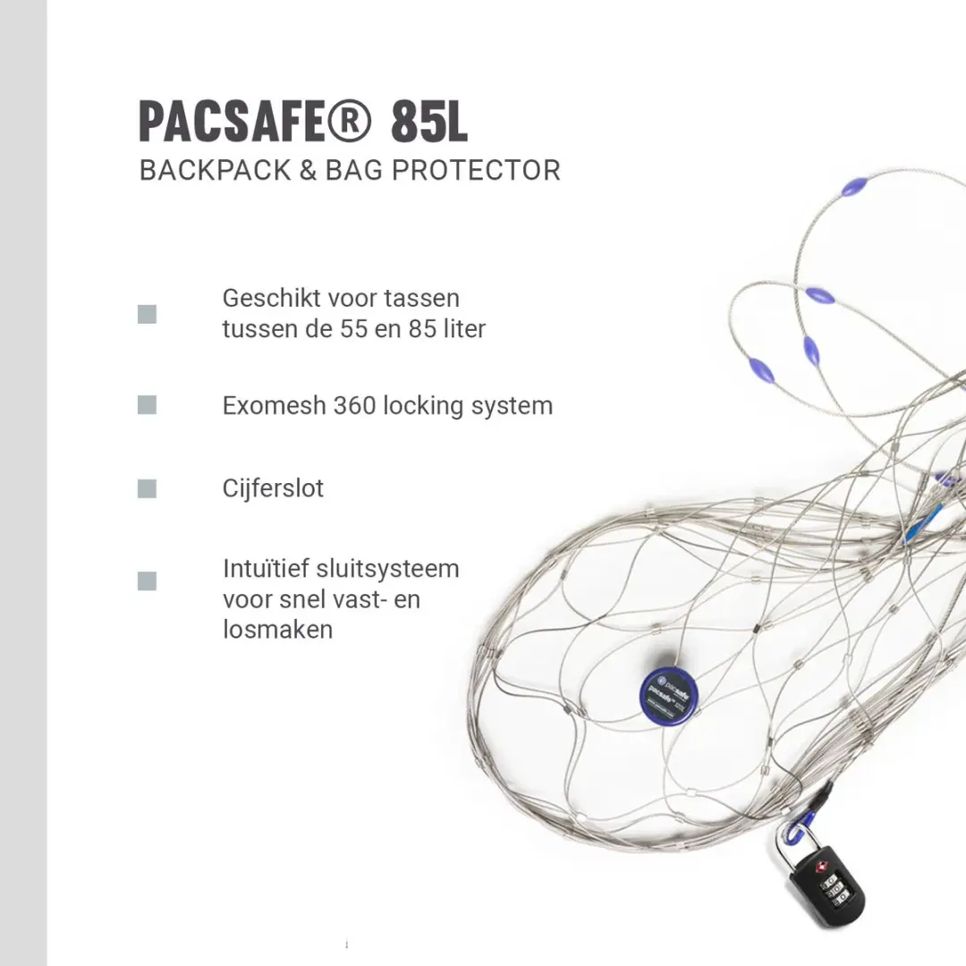 Pacsafe Backpack & Bag Protector 85L - Staal Zilver