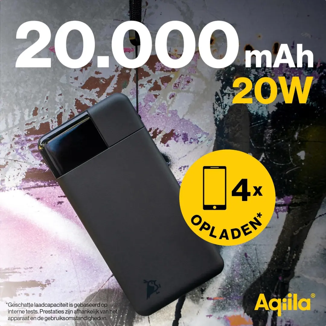 Aqiila Powerbird B20 Powerbank 20000mAh - 20W PD - Zwart