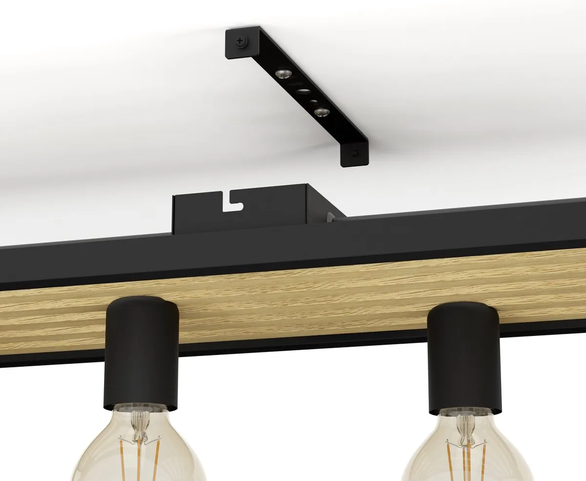 Eglo Consett Plafondlamp 6x E27 - 78cm - Zwart/Bruin