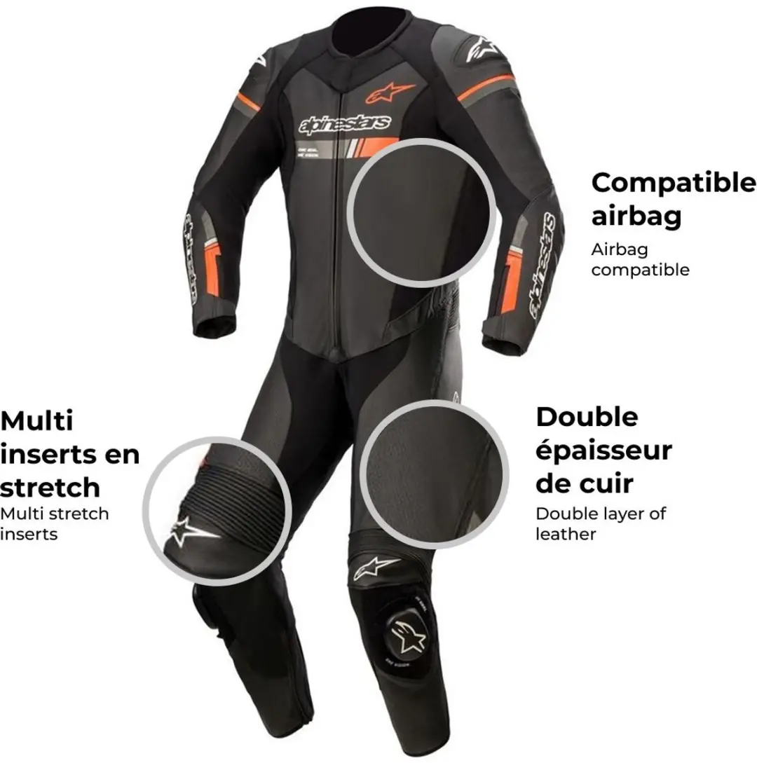 Alpinestars GP Force Chaser 1-delig Pak - Maat 52 - Zwart/Rood/Fluo