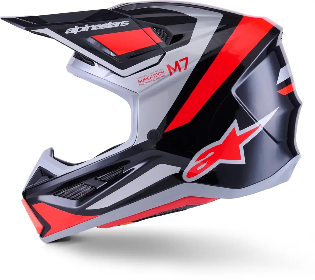 Alpinestars S-M7 Rise Crosshelm - S - Zwart/Rood/Zilver