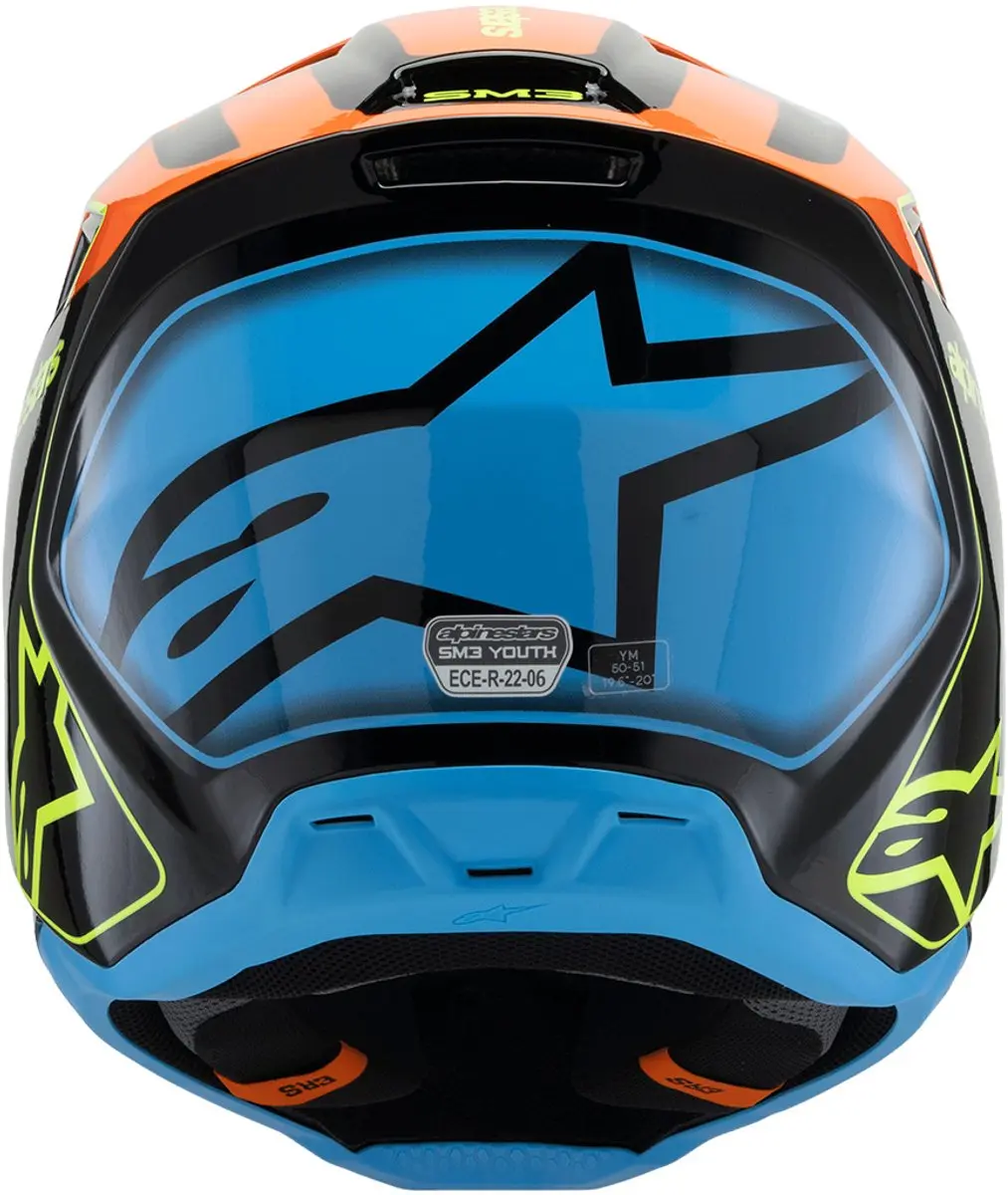 Alpinestars S-M3 Youth Fray Offroad Helm - M - Zwart/Blauw/Fluo Geel/Oranje