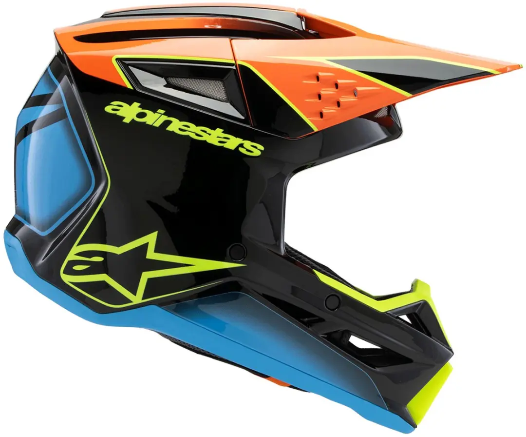 Alpinestars S-M3 Youth Fray Offroad Helm - M - Zwart/Blauw/Fluo Geel/Oranje