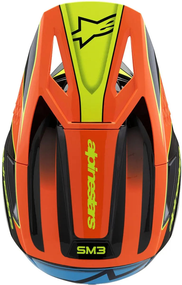 Alpinestars S-M3 Youth Fray Offroad Helm - M - Zwart/Blauw/Fluo Geel/Oranje
