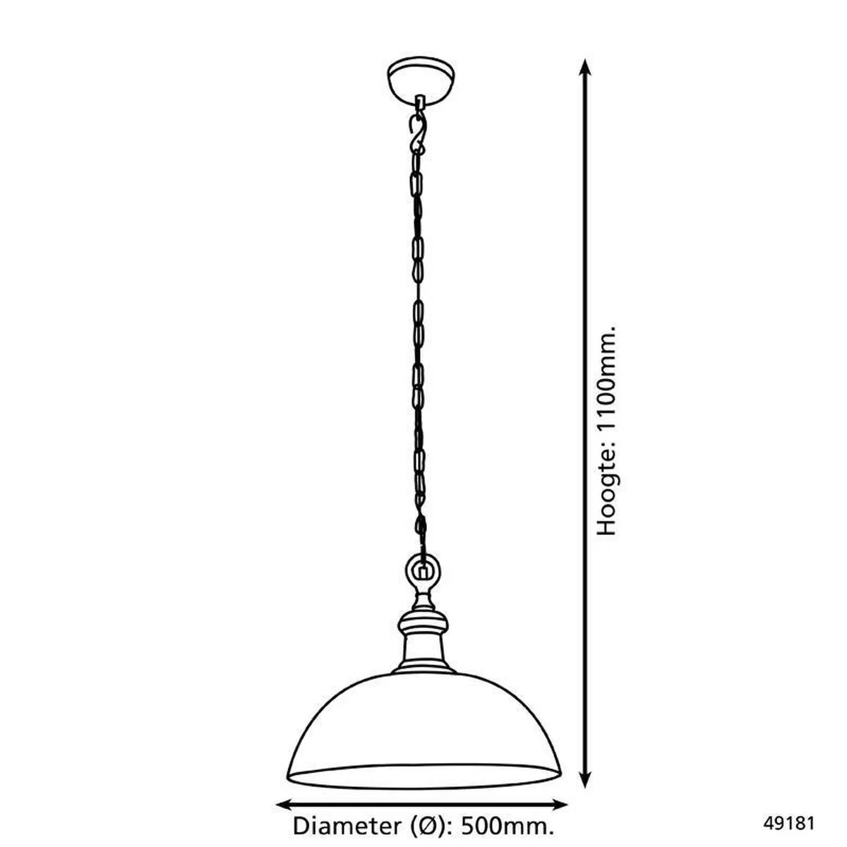 Eglo Vintage Easington Hanglamp - 1 Licht - Ø500mm - Chroom - afbeelding 6 van 6