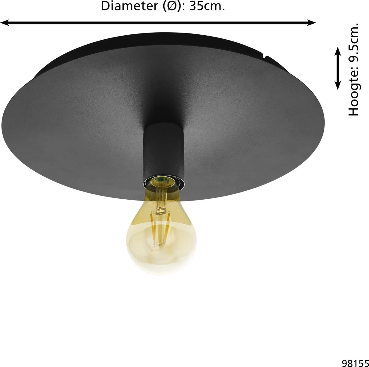 Eglo Passano 1 Plafondlamp Ø35cm - Zwart - afbeelding 4 van 4