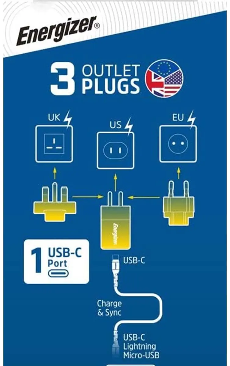 Energizer A20MUBL Multi Plug Oplader 20W - Blauw