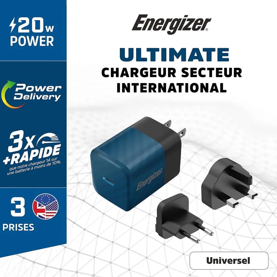 Energizer A20MUBL Multi Plug Oplader 20W - Blauw