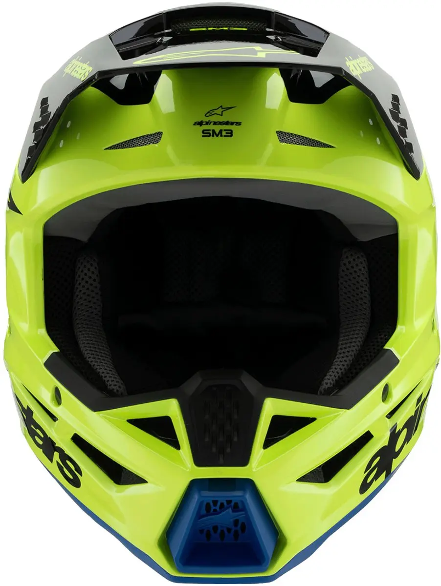 Alpinestars S-M3 Youth Offroad Helm - Zwart/Blauw/Fluo Geel - afbeelding 6 van 6