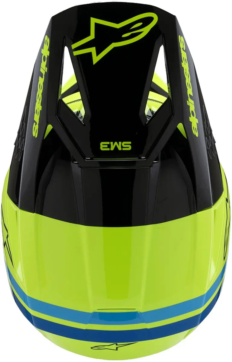 Alpinestars S-M3 Youth Offroad Helm - Zwart/Blauw/Fluo Geel