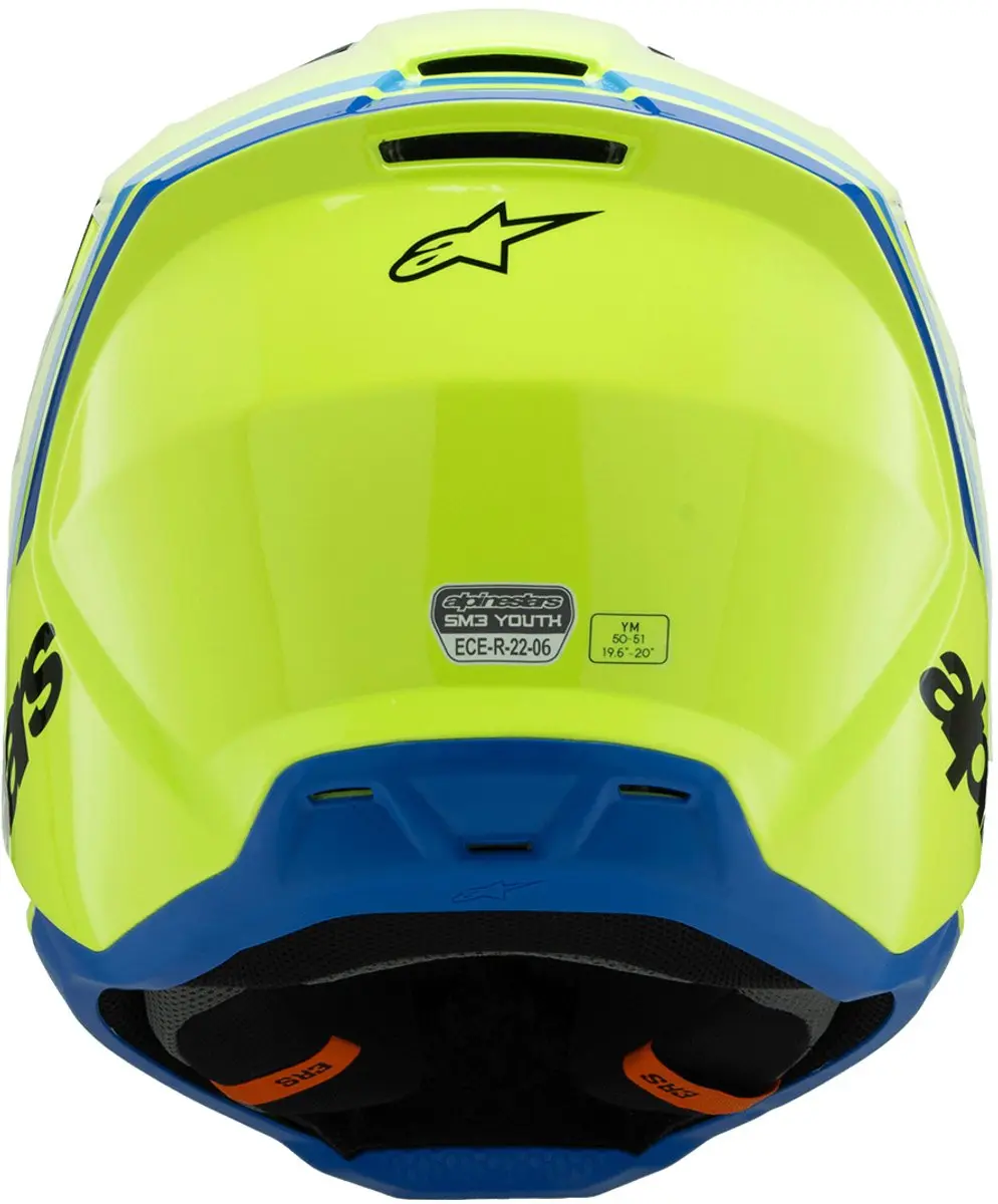 Alpinestars S-M3 Youth Offroad Helm - Zwart/Blauw/Fluo Geel