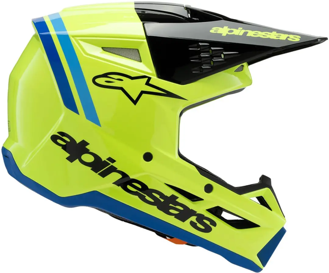 Alpinestars S-M3 Youth Offroad Helm - Zwart/Blauw/Fluo Geel